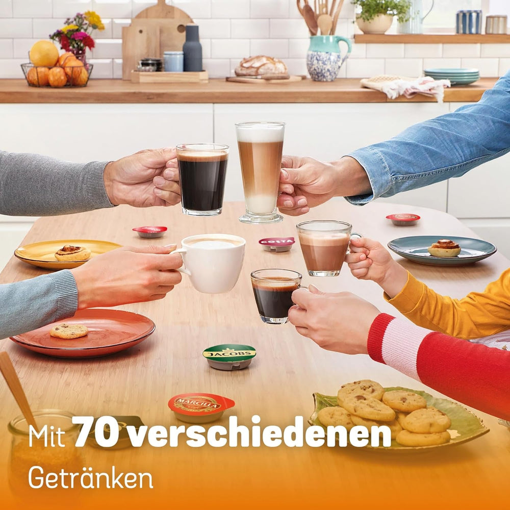 Espressor cu capsule Bosch Tassimo Style TAS112E, peste 70 de băuturi, potrivit pentru toate dimensiunile de cești, complet automat, sustenabil, economisește spațiu, 1400 W, negru