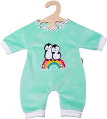 Heless 2181 - Strampler für Puppen im Pinguin Pünktchen Design, aus Softvelours mit hochwertiger Bestickung, Größe 35 - 45 cm