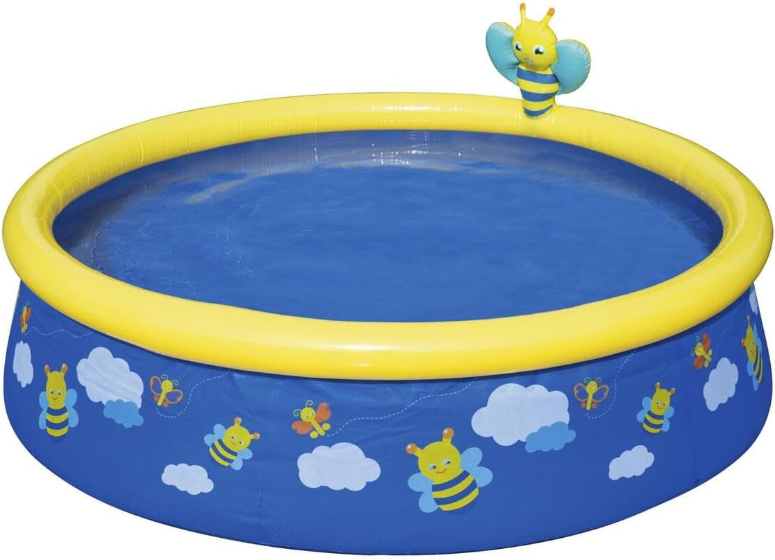Piscină Bestway Fast Set cu pulverizator de apă, 477 L, multicoloră, 152 x 152 x 38 cm