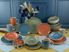 CreaTable, 22851, seria COUNTRY, set de veselă cu 24 de piese pentru 6 persoane, serviciu combinat din gresie, potrivit pentru mașina de spălat vase și cuptorul cu microunde, producție de calitate