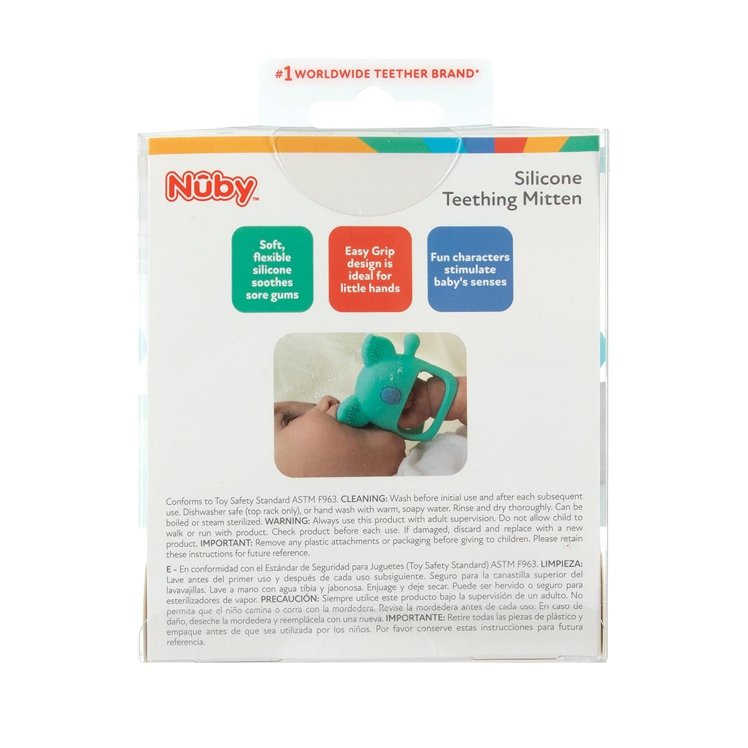 Nuby — Mănușă dentară din silicon, fără BPA, Koala albastră, de la 3 luni