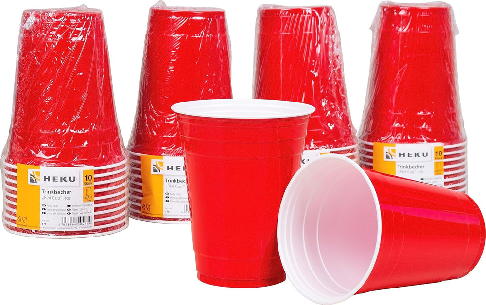HEKU 191-pcs. Set petrecere SUA I Farfurii de hârtie Ø23Cm, cești roșii, șervețele cu 3 straturi 33X33Cm, culegător de decorațiuni, lanț de fanioane 10M I Perfect pentru petreceri tematice și sărbători naționale