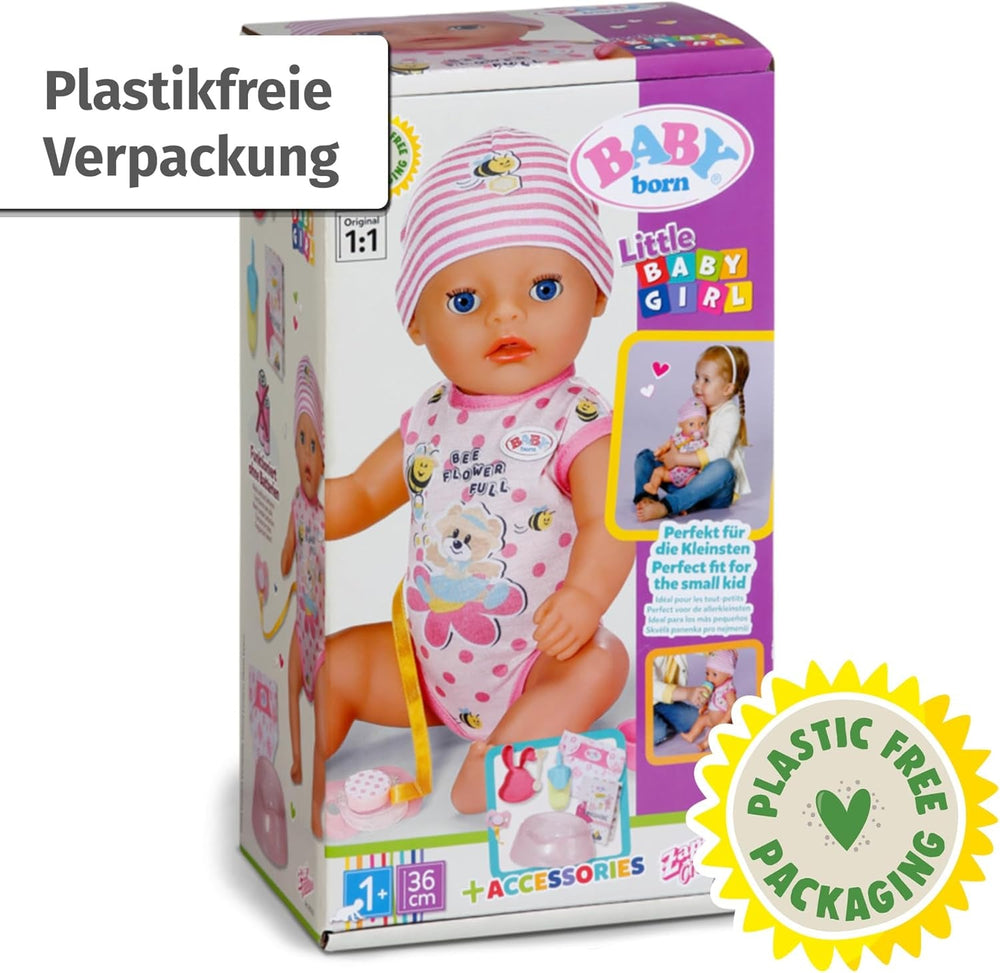 BABY Born Lena (Kleines Mädchen) 36 cm, Puppe mit 7 Funktionen für Kinder ab 1 Jahr, funktioniert ohne Batterie, große Puppe 36 cm, Puppen Naty Shop