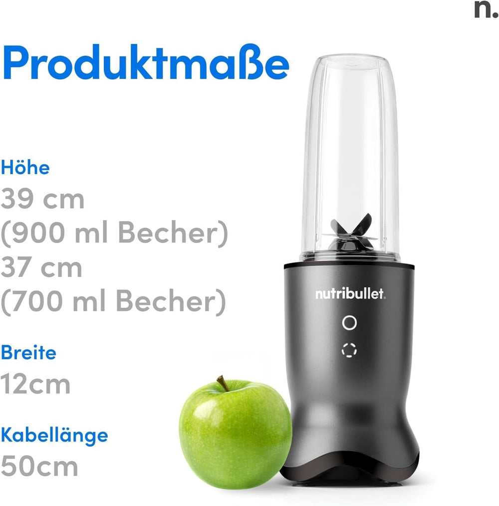 Nutribullet Personal Blender, Der leistungsstärkste Mixer Für Eine Portion, 1000 Watt Und Leiser Motor, 900 Ml Becher Aus Tritan Renew, Leuchtende Touch-Bedienknöpfe, Dunkel Grau Bucatarie Naty Shop