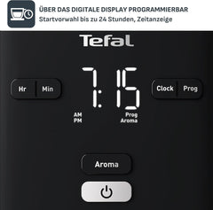 Espressor Tefal Smart'n Light cu temporizator, espressor cu filtru programabil 1,25 l, funcție de aromă pentru o aromă intensă, funcție de menținere la cald, anti-picurare și ușor de curățat, negru