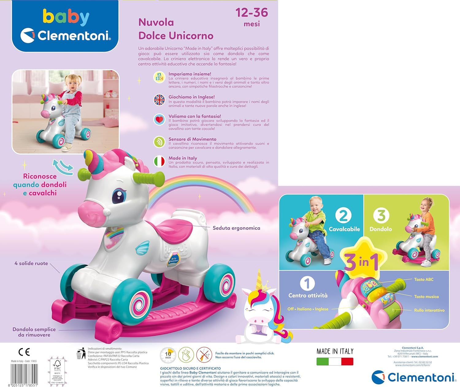 Clementoni 17855 Animale primii pași, multicolor Jucarii Bebe Naty Shop