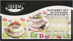 106M001 Forme de biscuiți Jem Alphabet pentru decorarea torturilor și a torturilor din zahăr, asortate, plastic, fildeș, 2 x 2 x 2 cm, set de 64 de piese