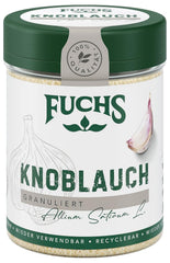 Fuchs Gewürze - Knoblauch granuliert - würzig-zwiebliger Geschmack für Tzatziki, Knoblauchbutter oder Gemüsegerichte - natürliche Zutaten - 85 g in wiederverwendbarer, recyclebarer Dose