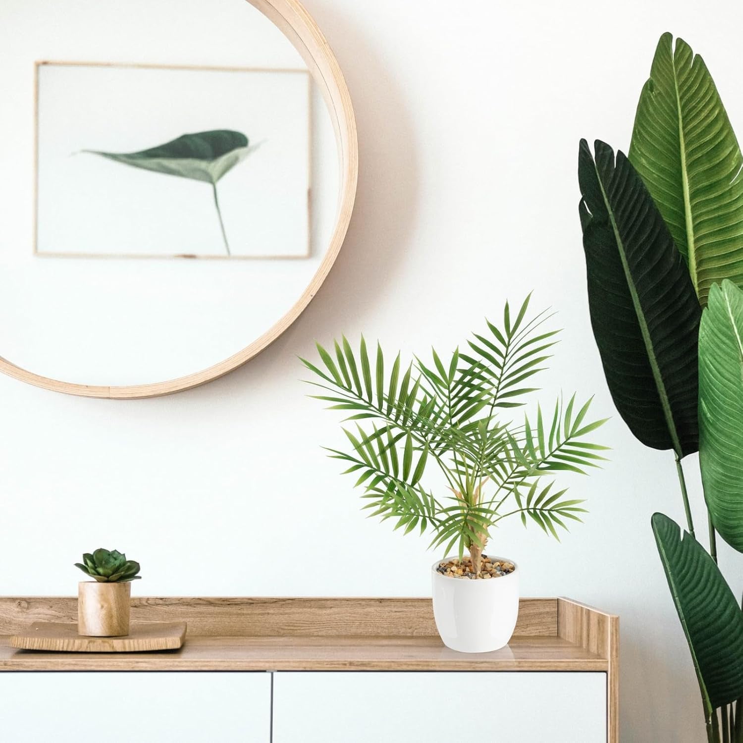 PASCH® 4Er Set Tropische Kunstpflanzen Wie Echt (35Cm) in Weißen Keramiktöpfen: U.A. Monstera Künstlich & Areca Kunstpalme | Künstliche Pflanzen Im Topf | Fake Plant | Kunstblumen Im Topf