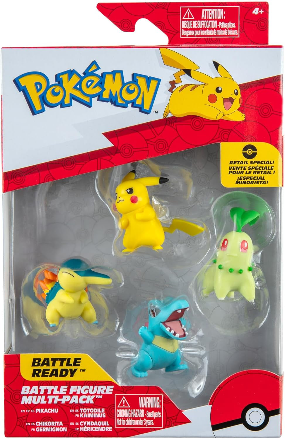 Pokémon PKW2578 – Kampffiguren-Multipack – 4er-Pack mit Pikachu, Endive, Karnimani, Feurigel, offiziellen detaillierten Figuren, je 5 cm. Actionfiguren Naty Shop Standardtitel