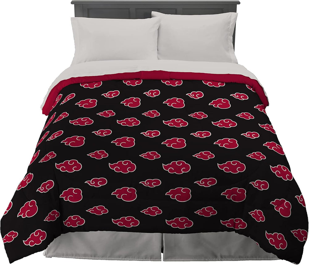 Franco Naruto Anime Akatsuki Pattern Lenjerie de pat moale microfibră Plapumă Queen, (produs oficial Naruto) Plapumi si pilote Naty Shop Naruto Regina