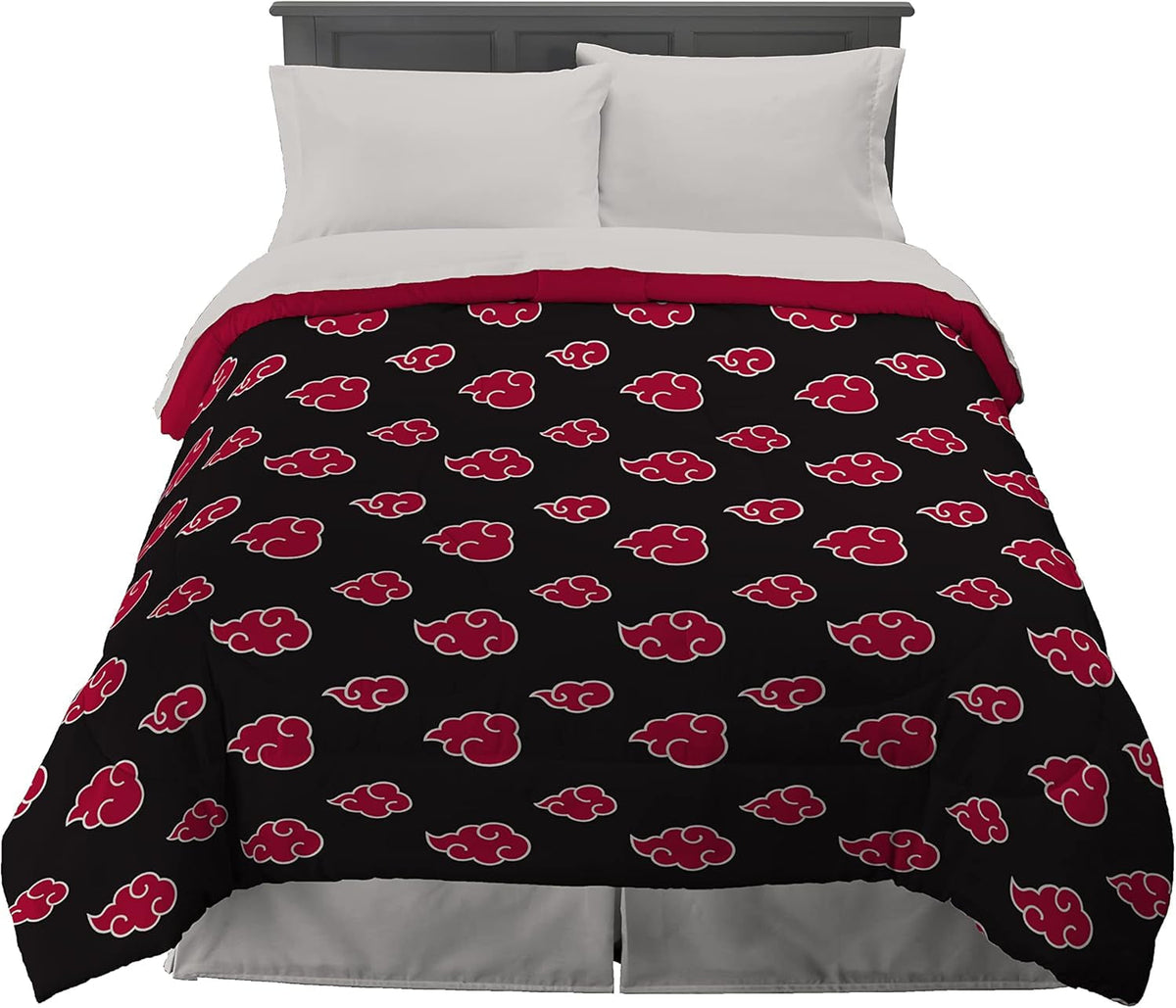 Franco Naruto Anime Akatsuki Pattern Lenjerie de pat moale microfibră Plapumă Queen, (produs oficial Naruto) Plapumi si pilote Naty Shop Naruto Regina