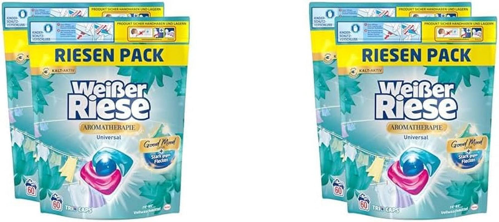 White Giant Universal Trio-Caps Aromatherapy Floral Sensation (120 Waschgänge), Lotus-Waschmittel, intensiv duftendes Hochleistungswaschmittel Naty Shop Waschmittel 2 x 120 Stk