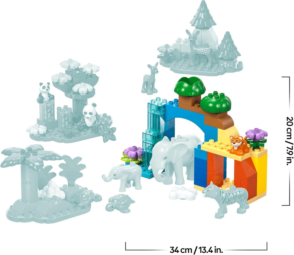 LEGO DUPLO Town Wildtier-Familien 3-in-1 Set - Lernspielzeug für Kleinkinder mit Tierfiguren - Montessori Spielzeug ab 2 Jahren mit Schildkröte, Tiger, Elefant, Hirsch & Panda Figuren - Geschenk 10446