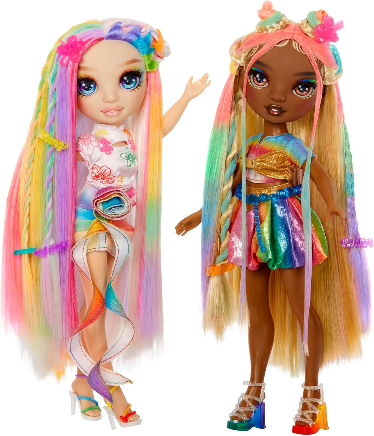 Rainbow High Hair Chalk & Style Doll - Meline - 28 cm Puppe in Regenbogen- und Goldfarben, Auswaschbare Haarkreide, Färben, Stylen, Spielen, Ausspülen & Wiederholen, für Kinder von 4 bis 12 Jahre
