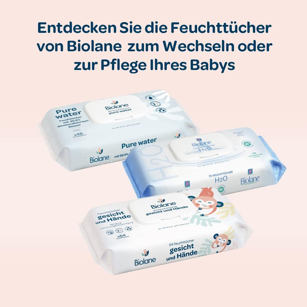 BIOLANE - Șervețele umede pentru bebeluși, pentru față și mâini - Șervețele de curățare extra delicate pentru igienă - Șervețele umede pentru bebeluși de la naștere - Fără alcool - 12 x 64 șervețele (768 șervețele)