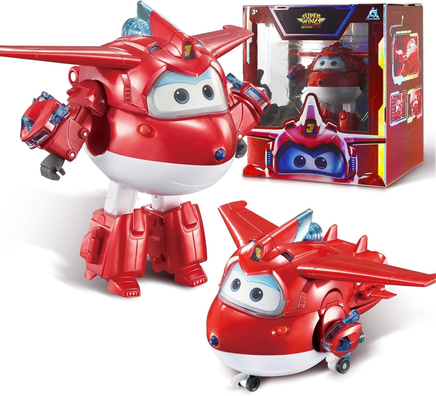 Auldey EU740283 Super Wings Transformer Figur JETT Supercharge 12 cm, farbige Actionfiguren Naty Shop Jett S6