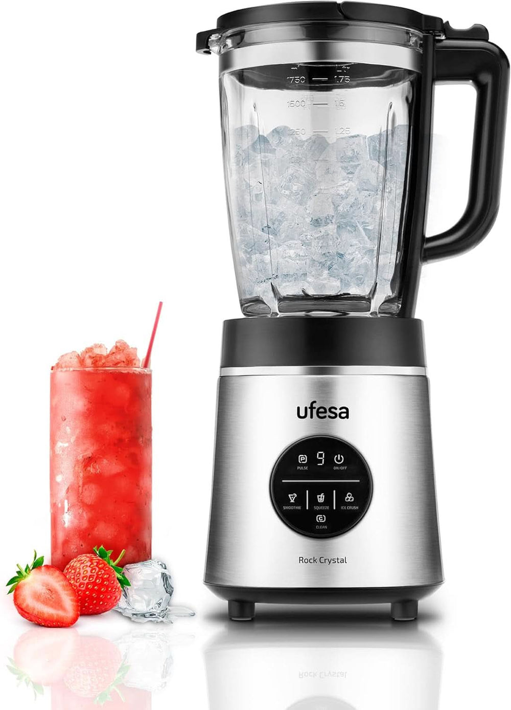 Ufesa White Gold Standmixer, 1500W Leistung, 1.5L Glaskrug, Geschwindigkeitsregler Mit Led-Licht, Ice Crusher, 6 herausnehmbare Edelstahlklingen, 2 Geschwindigkeiten + TURBO Mother and Child Naty Shop 1400W 1.75L