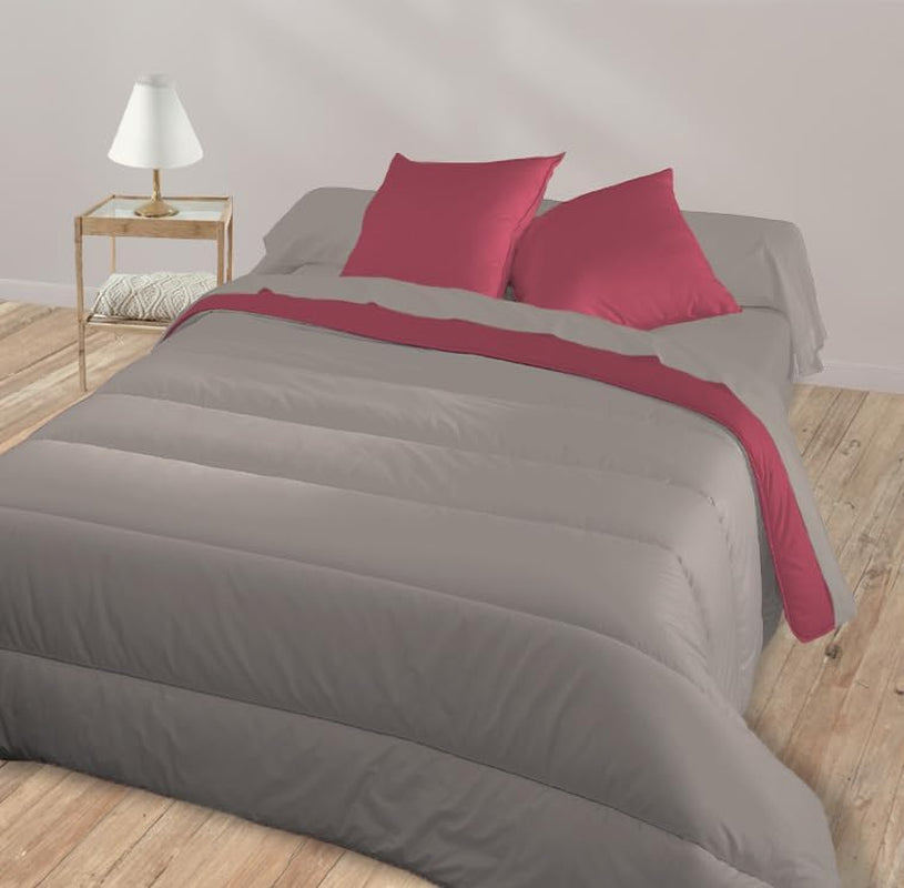 Bleu Câlin zweifarbige Wendedecke für 2 Personen, Mikrofaser, Burgunderrot/Pfeffer, 220 x 240 cm Steppdecken und Steppdecken Naty Shop