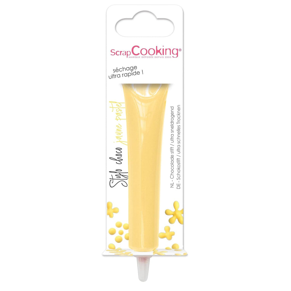 Scrapcooking - Pix Pastel Galben cu Zahăr - Zahăr cu Scriere Galben 25g - Pix Decorativ Comestibil cu Zahăr - Scriere și Desen - Etichetare Fondant, Glazură, Prăjituri - 6804