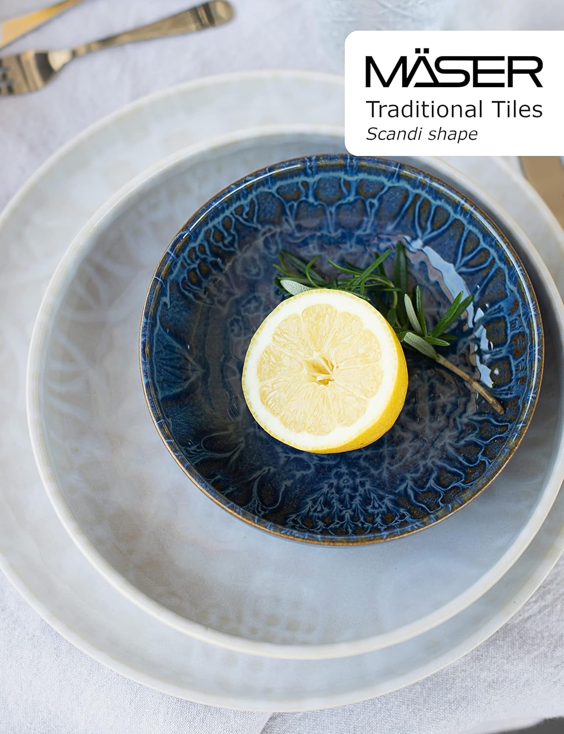 MÄSER 934063 Tiles Series Modernes Vintage-Geschirrset für 2 Personen mit maurischem Design. Geschirrsets im Naty Shop