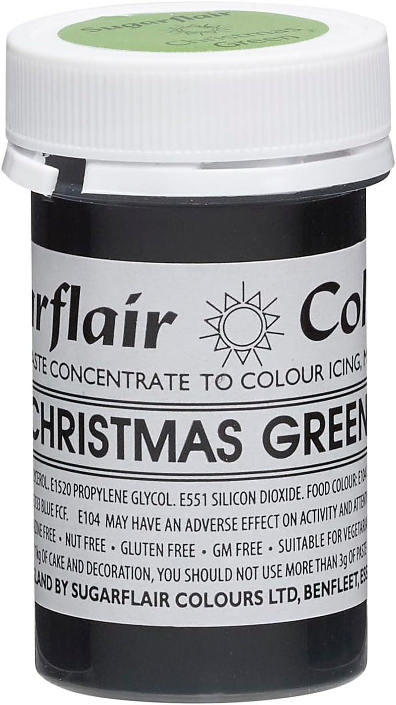 Colorant alimentar Sugarflair pentru paste, verde Crăciun, colorant alimentar pentru paste, fondant și marțipan, coloranți concentrați Spectral - 25 g