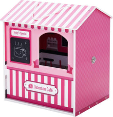Teamson Kids - Casă de păpuși Dreamland City Café 30 cm - Roz/Alb/Negru