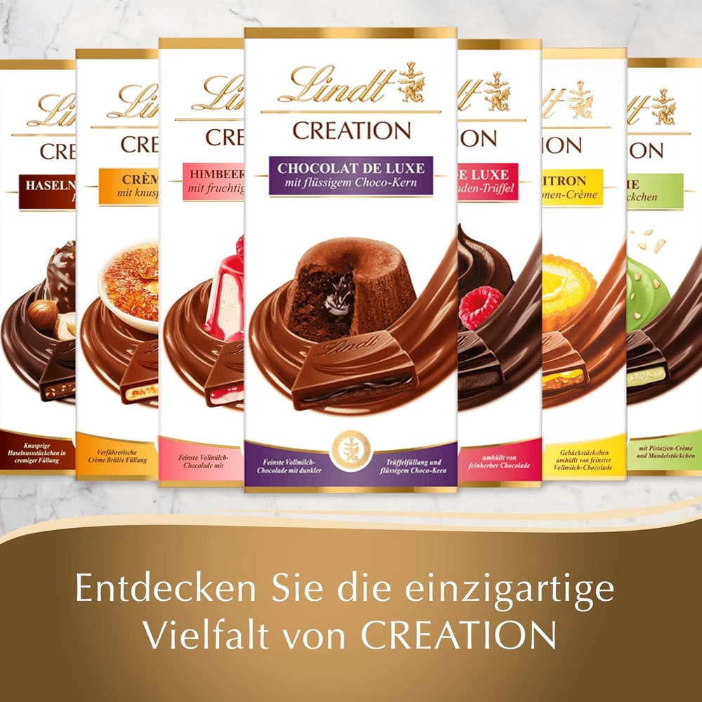 Lindt Schokolade Creation Crème Brûlée Tafel | Crème Brûlée Füllung Mit Knusprigem Karamell, Umhüllt Von Feinster Vollmilch-Schokolade | Schokoladentafel | Schokoladengeschenk, 150G Naty Shop