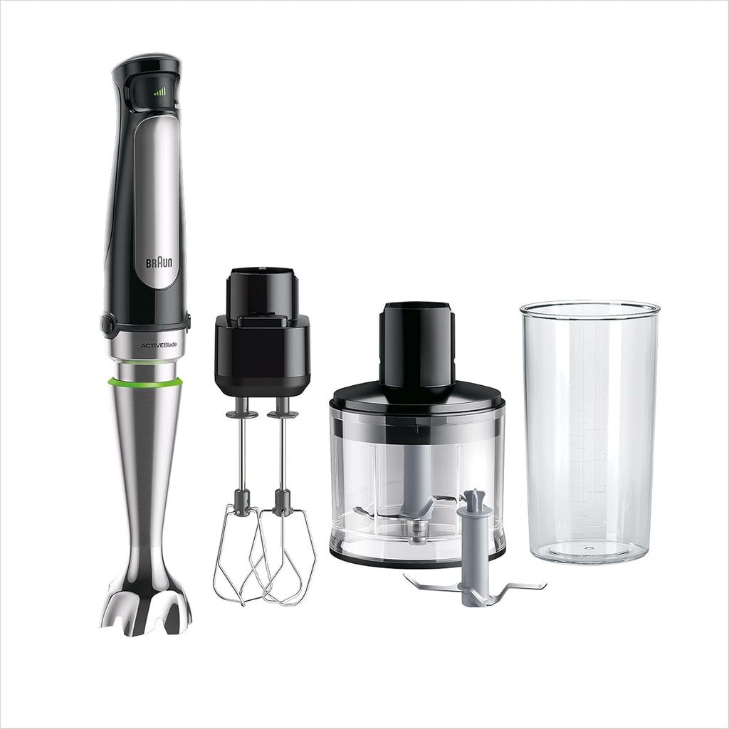 Braun Household Hogar Multiquick 7 Mixer, Spritzschutz, Spülmaschinenfest, Bpa-Frei, 600 Ml, Zerkleinerer 500 Ml, Eisklinge, MQ 7035XBI, 1000 W, Schwarz, MQ7035XBI Bucatarie Naty Shop 4 Zubehörteile 7035X | 3 Accesorios