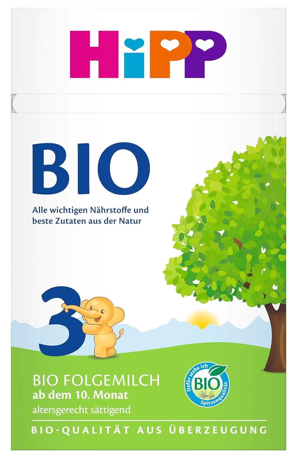 Hipp BIO, Babymilch, 4er Pack (4 x 600 g) Mutter und Kind Naty Shop New Formula Bio-Milchnahrung 3