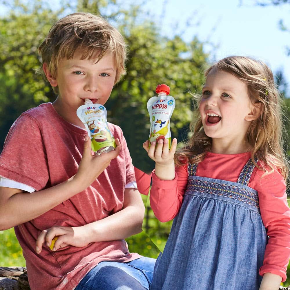 Hipp Super-Hippis Quetschbeutel, Granatapfel-Acerola in Apfel-Himbeere, 100 % Bio-Früchte ohne Zuckerzusatz, 6 Beutel à 100 g Mutter und Kind Naty Shop