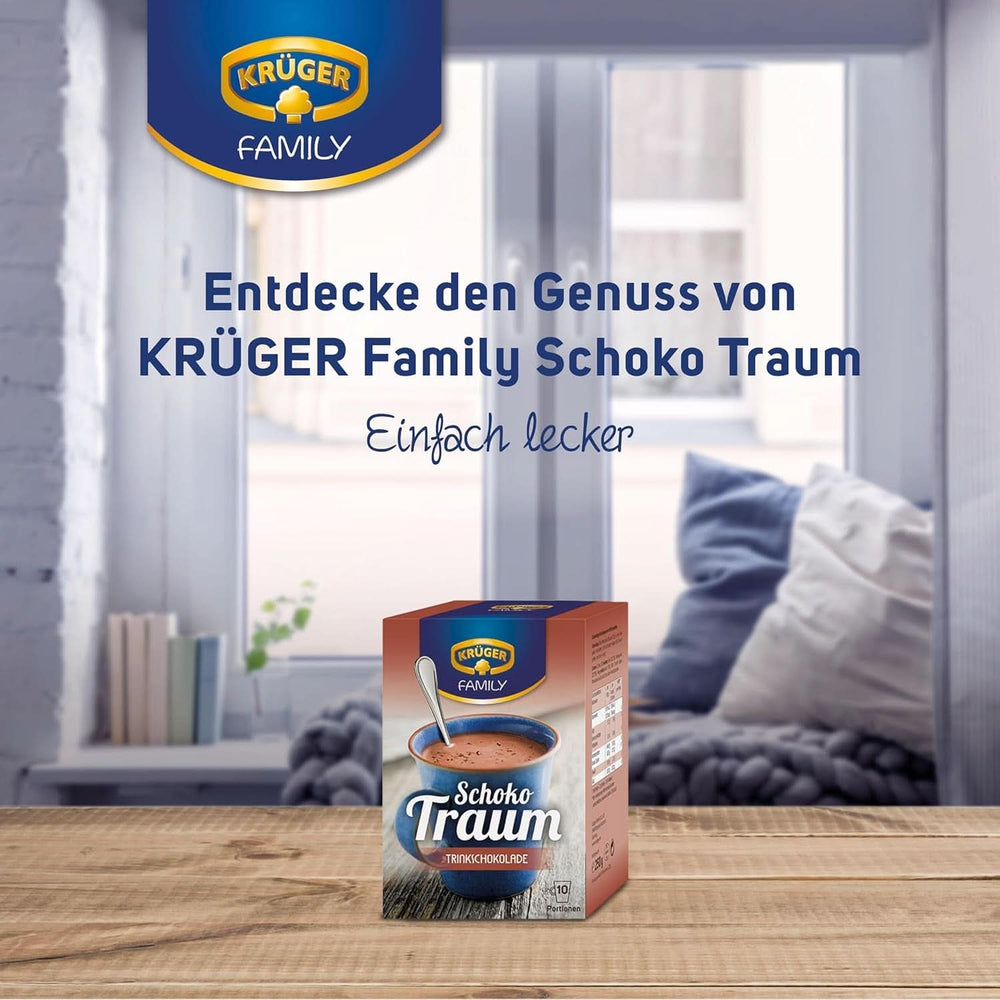 KRÜGER Family, Kakaopulver für heiße Schokolade, 8 Schachteln x 10 Beutel, 8 x 250 Gramm Kakao und heiße Schokolade Naty Shop