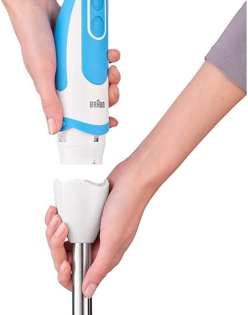 Braun Stabmixer MQ 5260WHBL Stabmixer – Multiquick 5 Vario Pürierstab Mit Edelstahl Mixfuß Und Spiralschneider, 1000 Watt, Inkl. Umfangreiches Zubehör-Set, Weiß/Blau Mutter und Kind Naty Shop