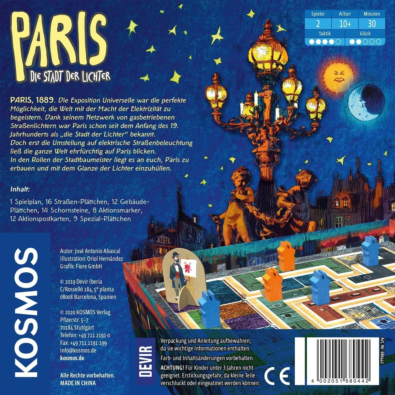 KOSMOS 680442 Paris – Stadt der Lichter Duell um die besten Baustellen 2-Spieler-Strategiespiel mit einfachen Regeln 2-Spieler-Spiel ab 10 Jahren