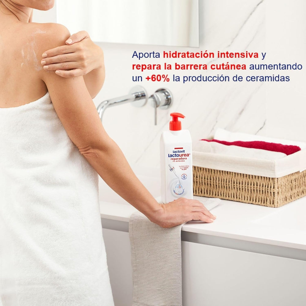 Lactourea reparierende Körpermilch mit Protein Calcium, sofortige Absorption, 48 Stunden Ernährung und Reparatur, geeignet für trockene und extra trockene Haut, 800 ml