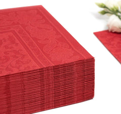 50 Șervețele Premium "ROYAL Collection" 1/4-Fold 40 Cm X 40 Cm Roșu "Ornamente" de înaltă calitate (pachet cu 2)