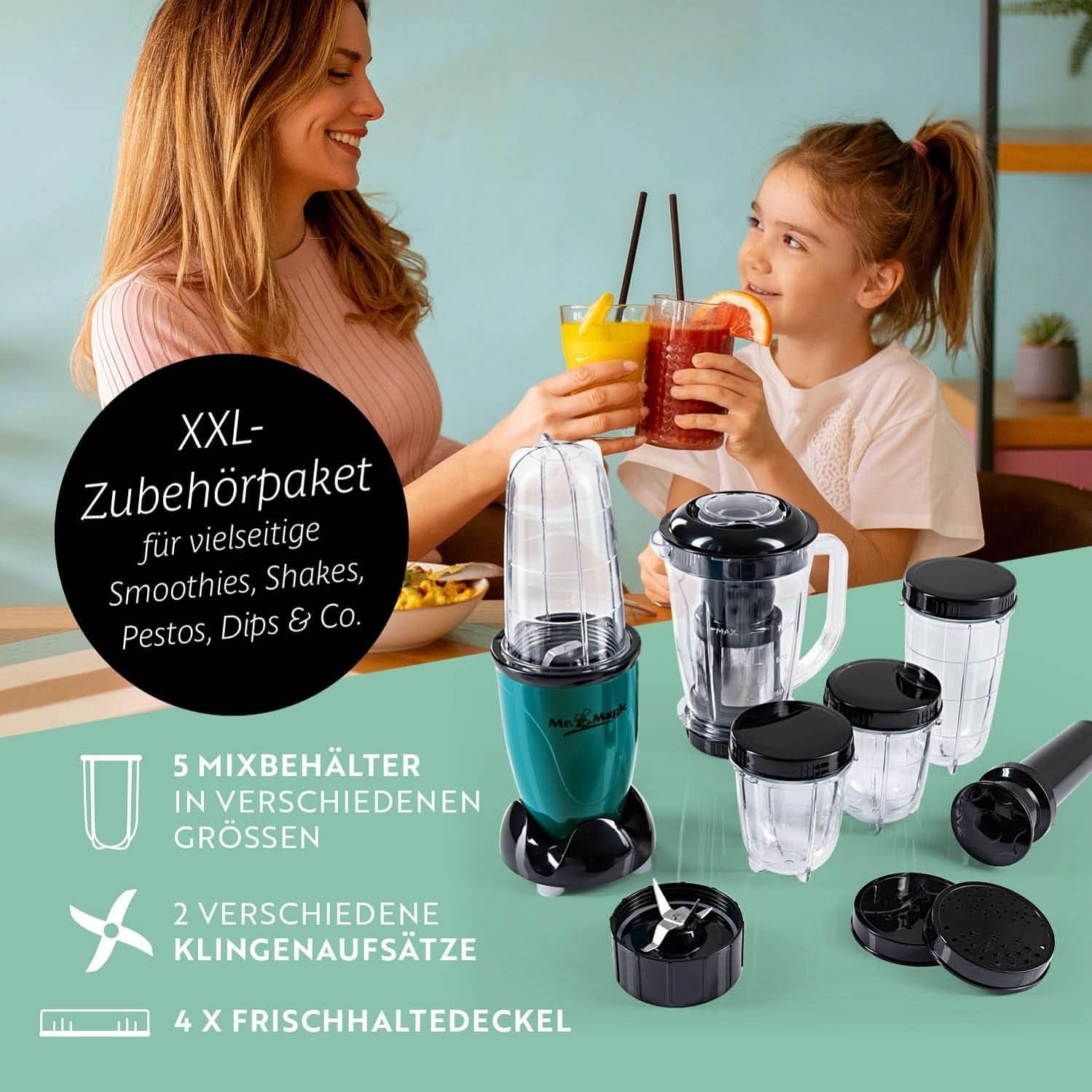 Gourmetmaxx Mr Magic Blender, Smoothie Maker mit XXL Naty Shop Zubehörpaket
