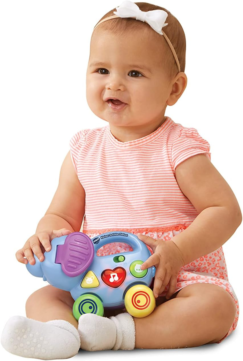 Vtech Baby Little Pushing Elephant - Jucărie interactivă pentru împins și jucat - Cu cântece, melodii, propoziții și sunete - Pentru copii cu vârsta cuprinsă între 6-36 luni Jucarii Bebe Naty Shop