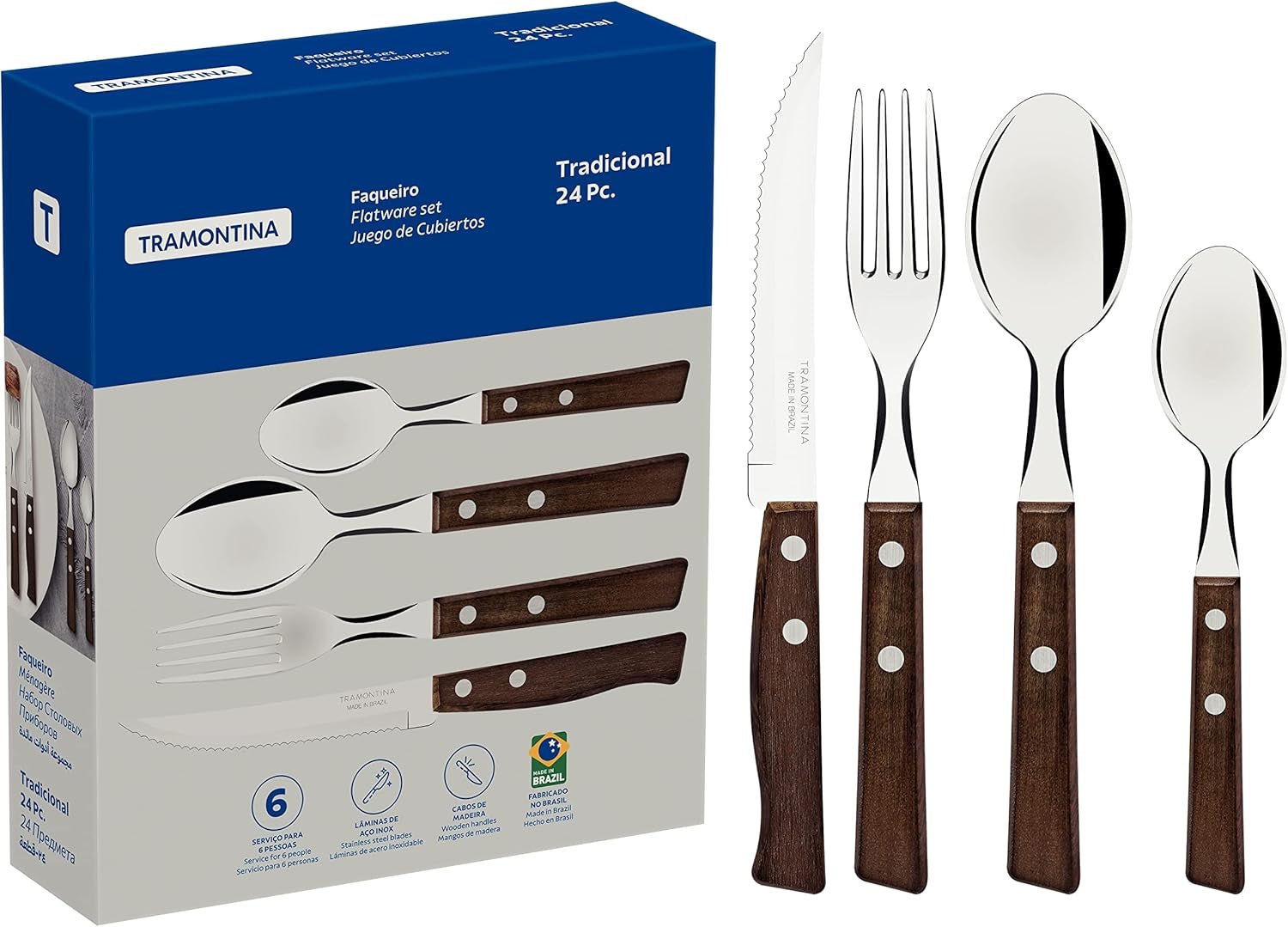 Set de tacâmuri Tramontina TRADICIONAL Pentru 6 persoane, 24 de piese Bucatarie Naty Shop