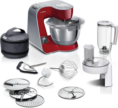 Robot de bucătărie Bosch Seria 4 MUM5X720, cântar integrat, bol din oțel inoxidabil 3.9L, mixer 1.25L, 1000W Accesorii Hrana si Alaptare Bebe Naty Shop Single Roșu închis / argintiu 2 accesorii