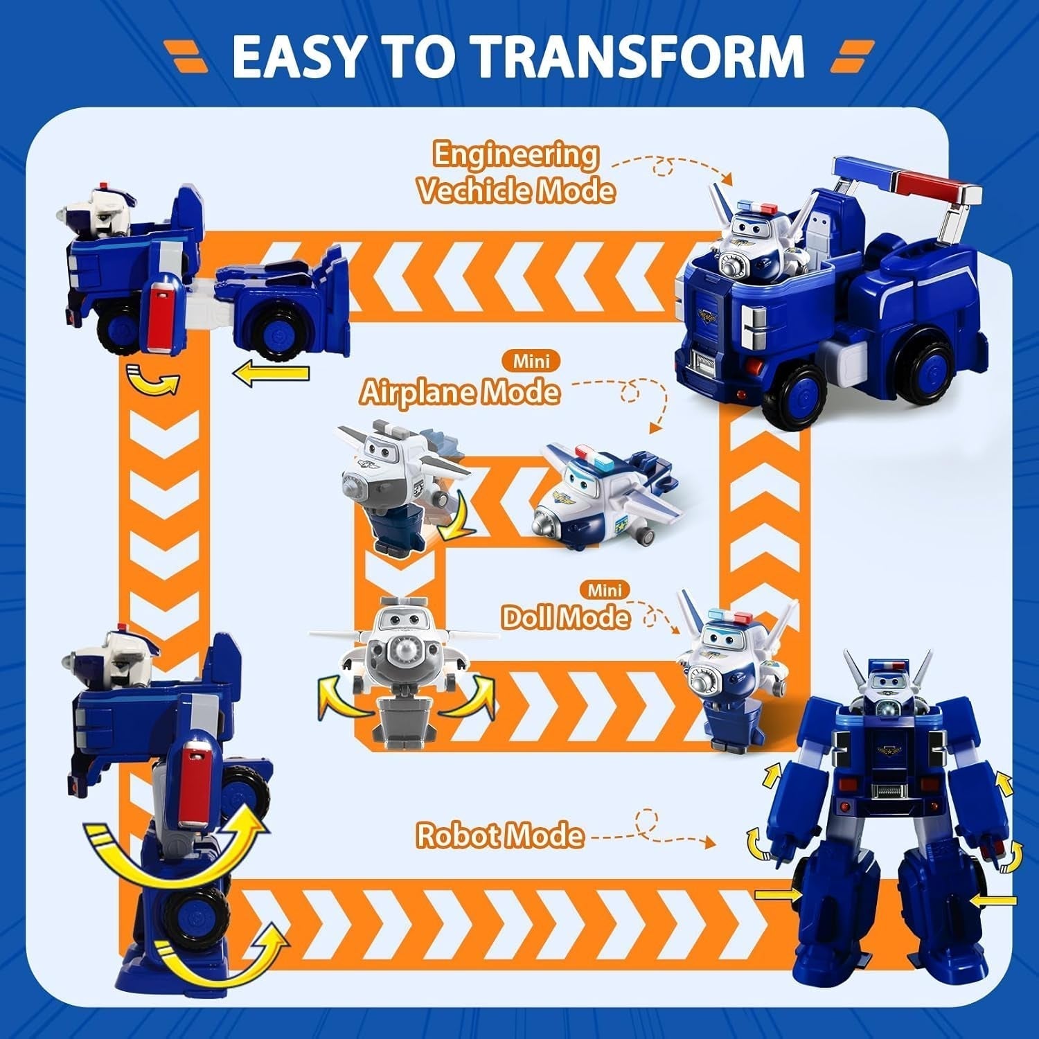 SUPER WINGS – WANDELBARES ROBOTERFAHRZEUG „PAUL’S CRUISER“ 18 cm + 1 FIGUR 5 cm – Transform-A-Bots Spielzeugauto und Flugzeug aus der Zeichentrickserie – Spielzeug für Kinder ab 3 Jahren. Actionfiguren Naty Shop