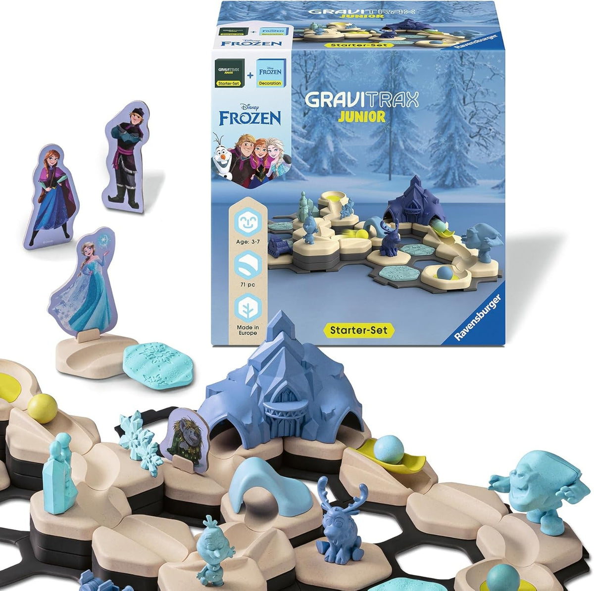 Ravensburger 73385 GraviTrax Junior Starter-Set Disney Frozen, Murmelbahn für Kinder ab 3 Jahren, mit Spielfiguren aus der Welt der Eiskönigin