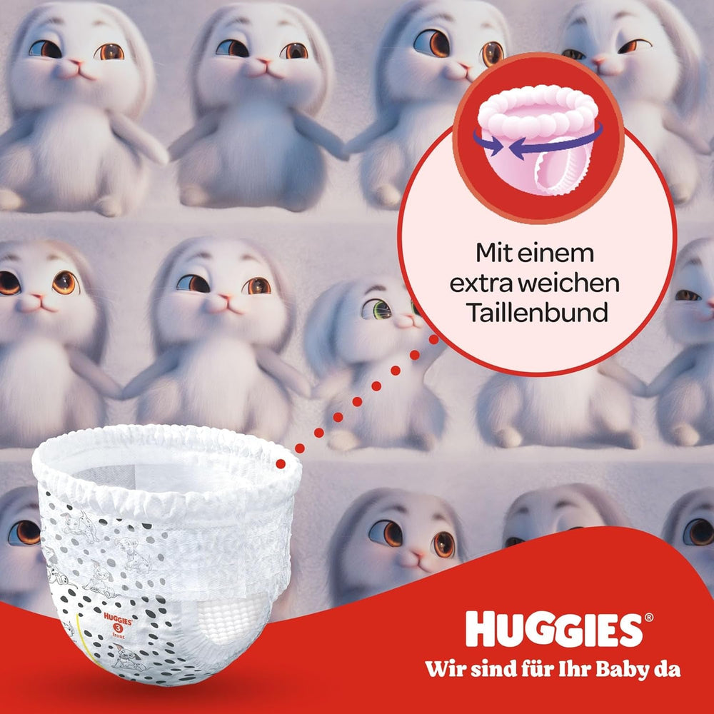 Pantaloni Huggies Little Movers Disney, mărimea 5, 104 bucăți (2x52), cutie lunară