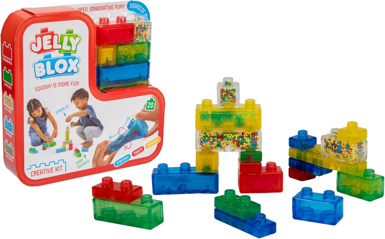 Jelly Blox - Creative Kit, Bauspielzeug ab 2 Jahren, mit 20 Sensorische Bausteine, Konstruktion Spielzeug für Kinder