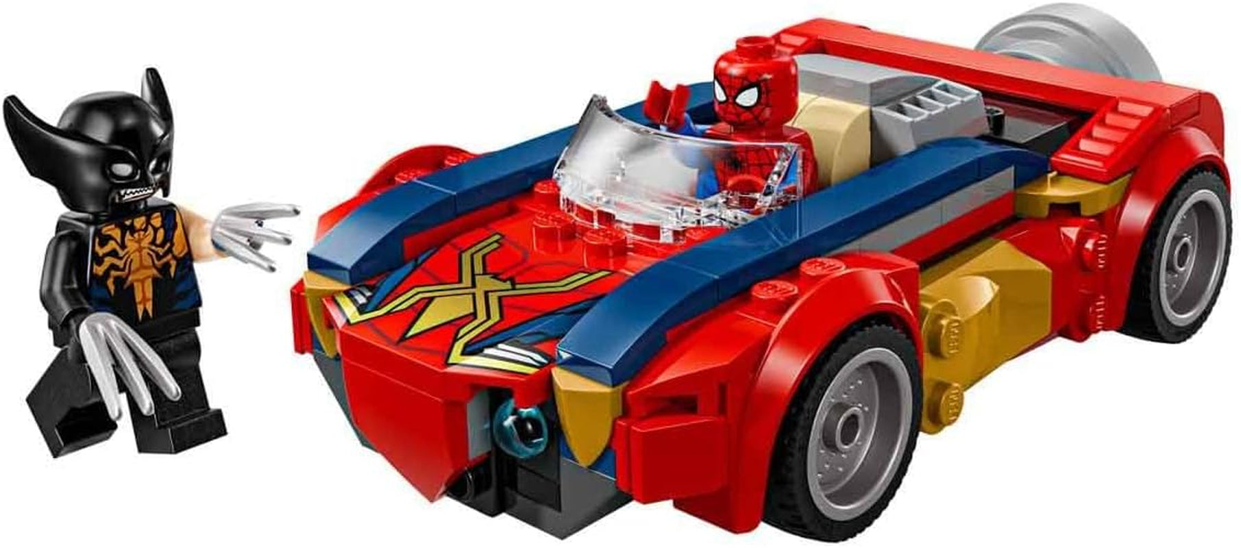 LEGO | Marvel Spider-Man Auto vs. Venomized Wolverine - Superhelden Spielzeug mit Spielzeugauto - Konstruktionsspielzeug mit 2 Minifiguren und 2 Shooter - Geschenk für Jungen ab 7 Jahren - 76336