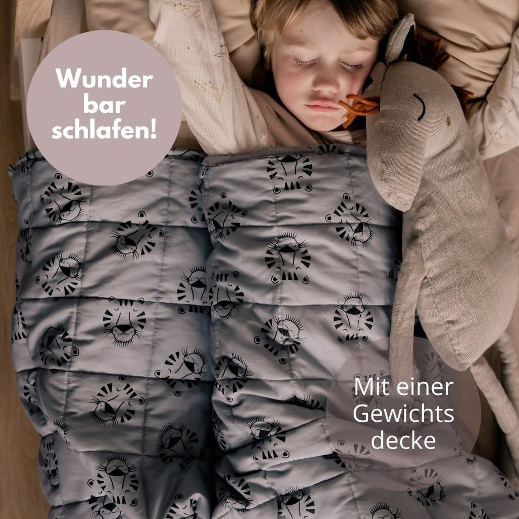 Pătură ponderată pentru copii | 3.5 Kg | 100X150Cm | Pătură de terapie | Pături ponderate | Pătură grea (față de tigru albastru, 3.5Kg-100X150 Cm) Paturi si Cuverturi BLENKZ.