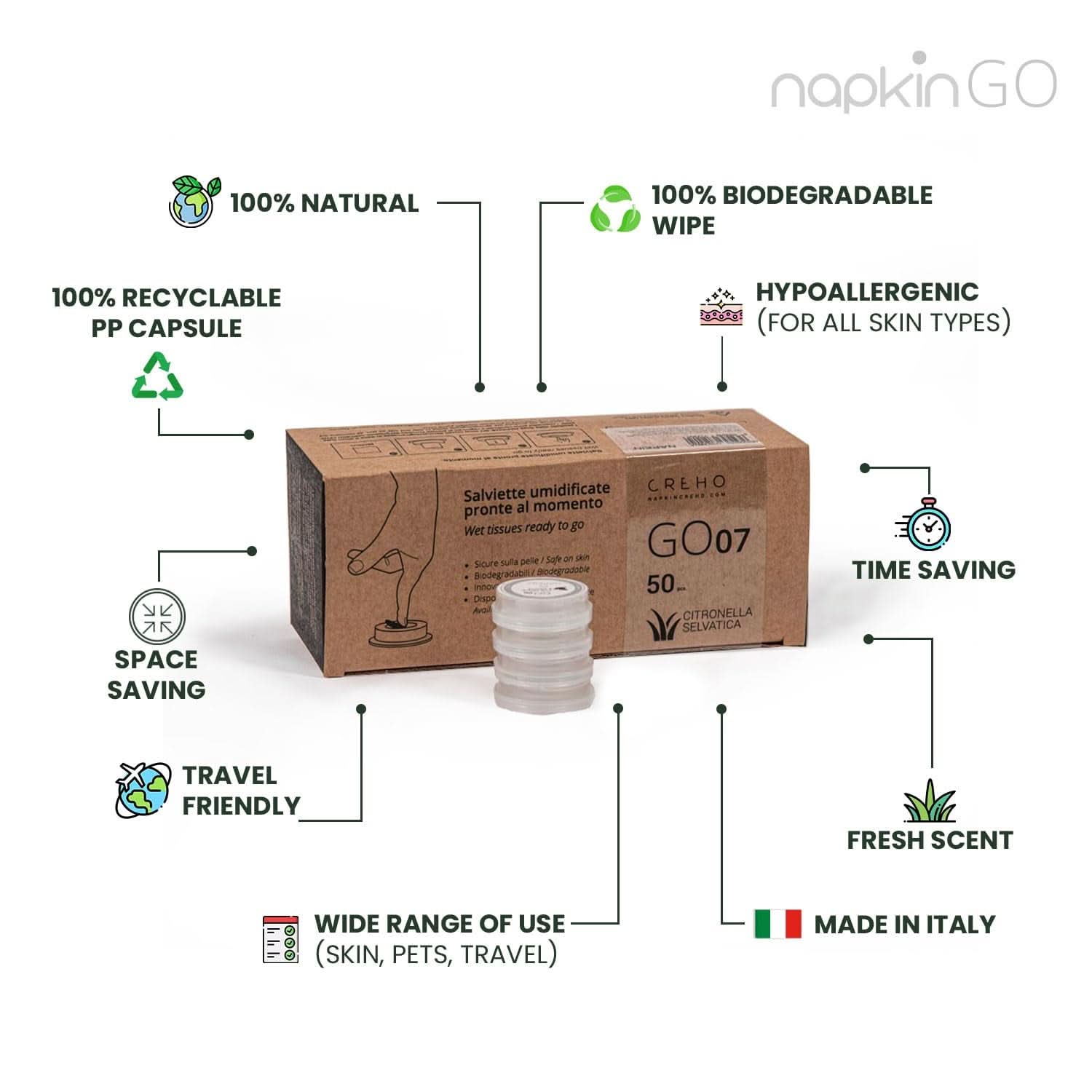 Citronella Reinigungstuch mit Flüssigkeit 50 Stück Baby-Feuchttücher Naty Shop