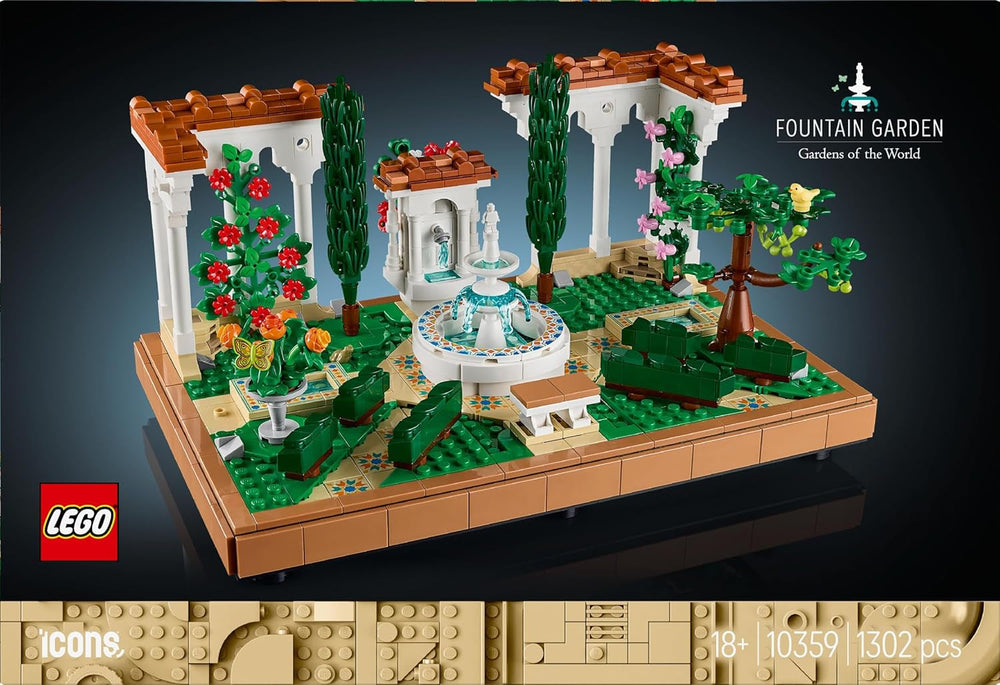 LEGO Icons Springbrunnengarten - Miniatur Bauset für Erwachsene mit Laubengängen, Zypressen, Bäumen, Weinreben, Blumen - Kreative Geschenkidee zum Geburtstag, Einweihung für Frauen, Männer - 10359