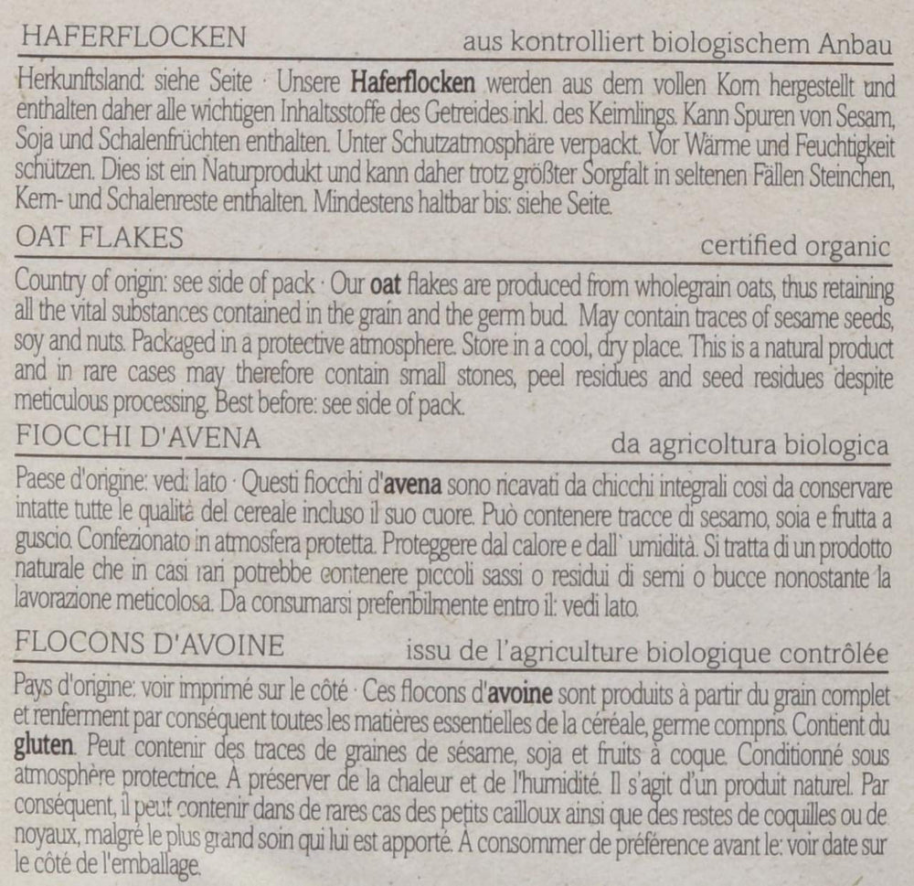 Fulgi de ovăz bio Verival, pachet de 6 (6 x 500 g)