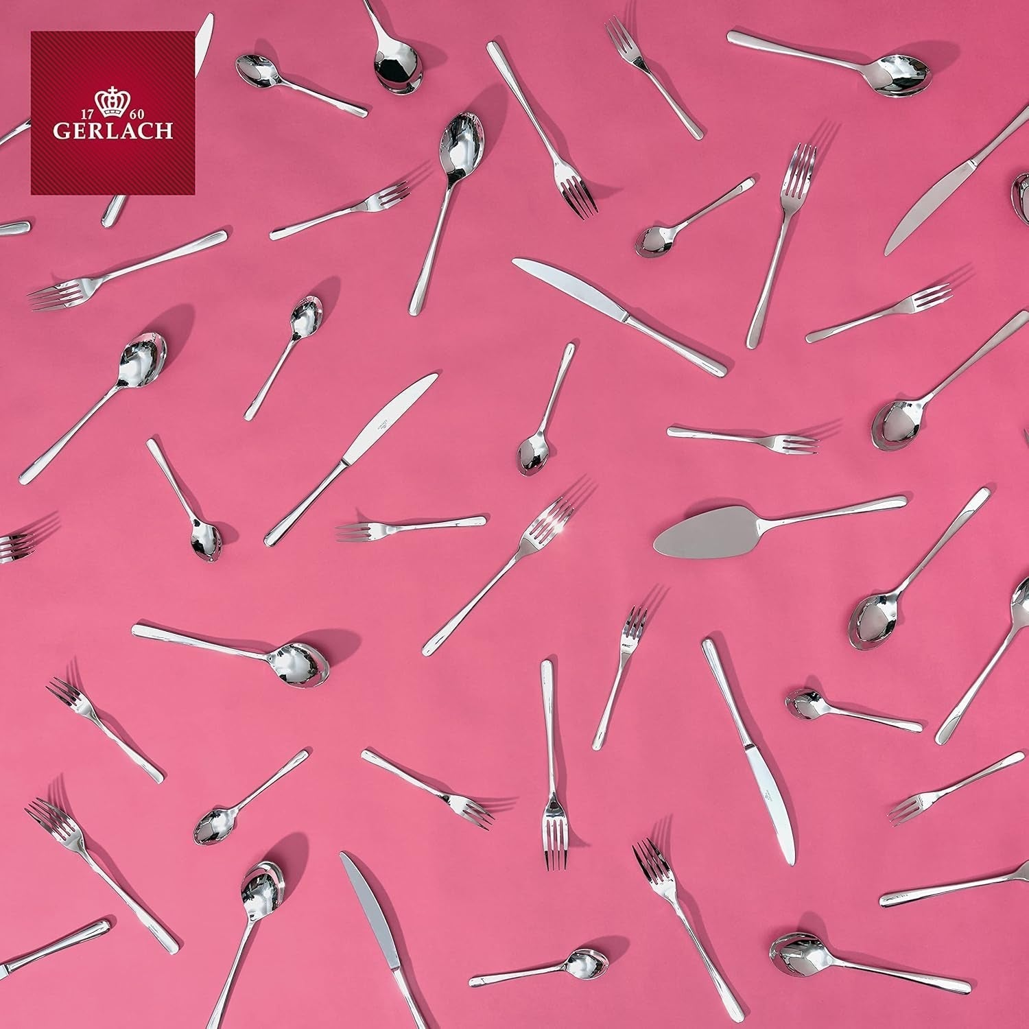 Gerlach Muza Shiny Besteckset, Edelstahl, glänzendes Silber, 24-teilig, Küche Naty Shop